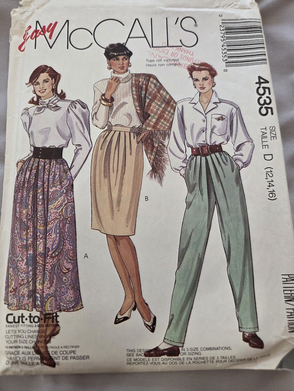 McCall's 4535 Skirt and Pants Sewing Pattern